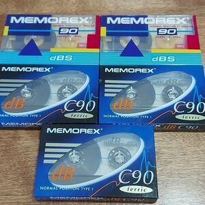 Lot of 4 Memorex dBS 90 Audio Cassette Tape Sealed SeeThrough Case pink + Memore